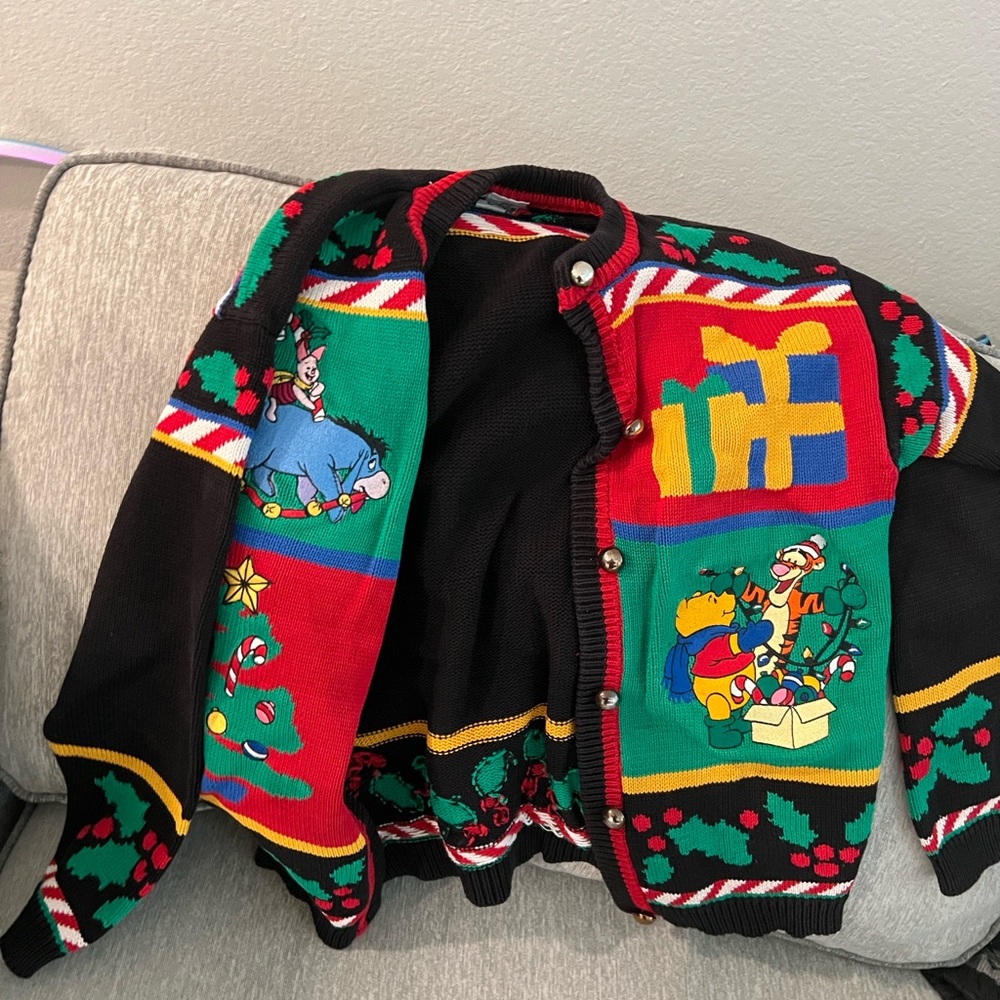 Colorful Holiday Sweater with Cartoon Characters - Picture 4 of 7